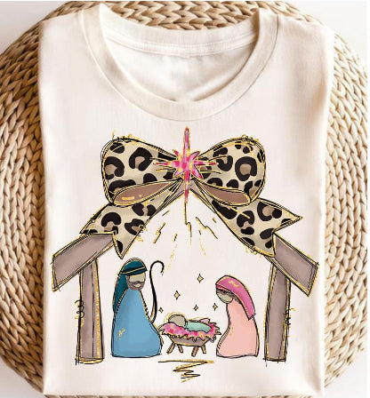 Nativity Scene Bow Shirt.