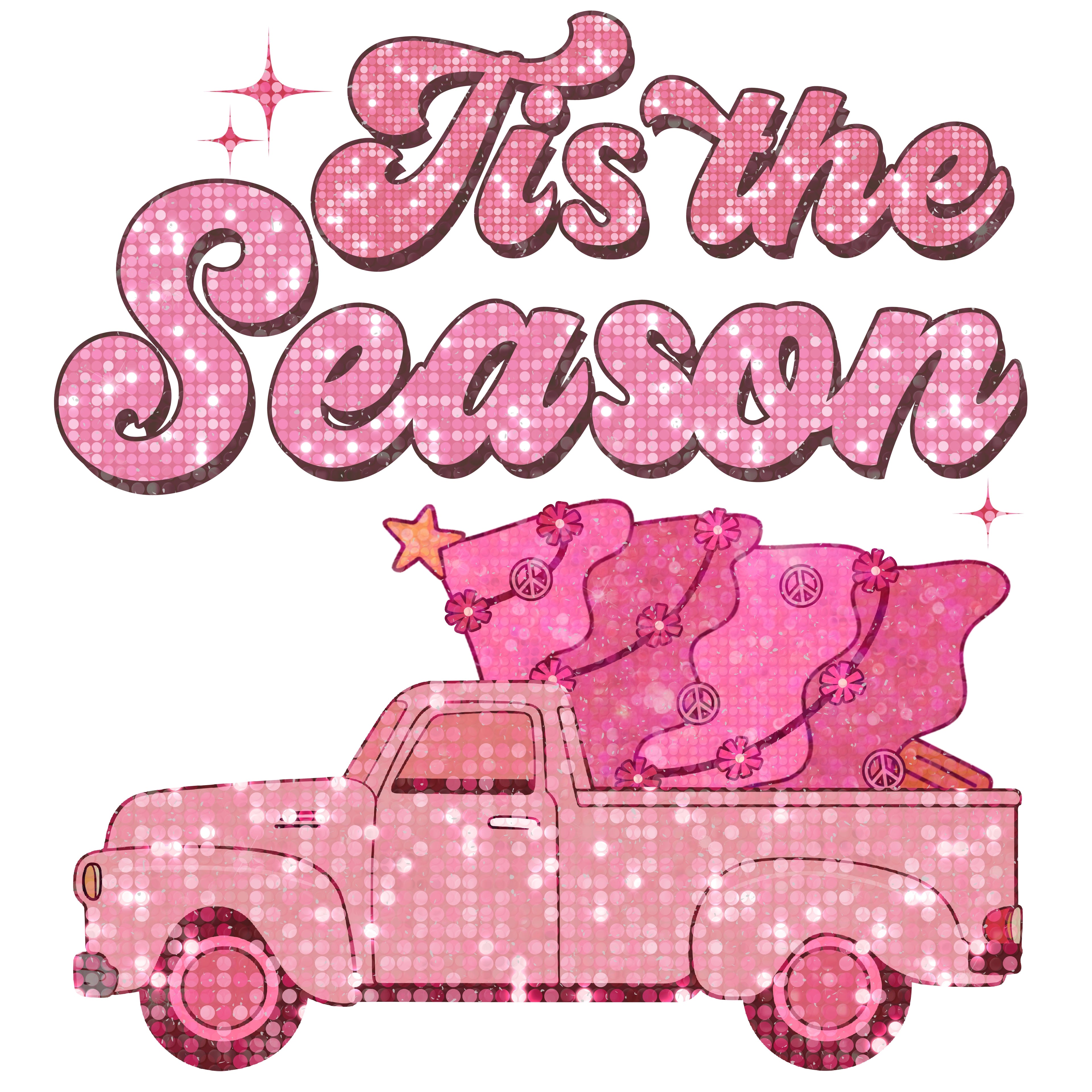 Pink Christmas Dtf Transfer.