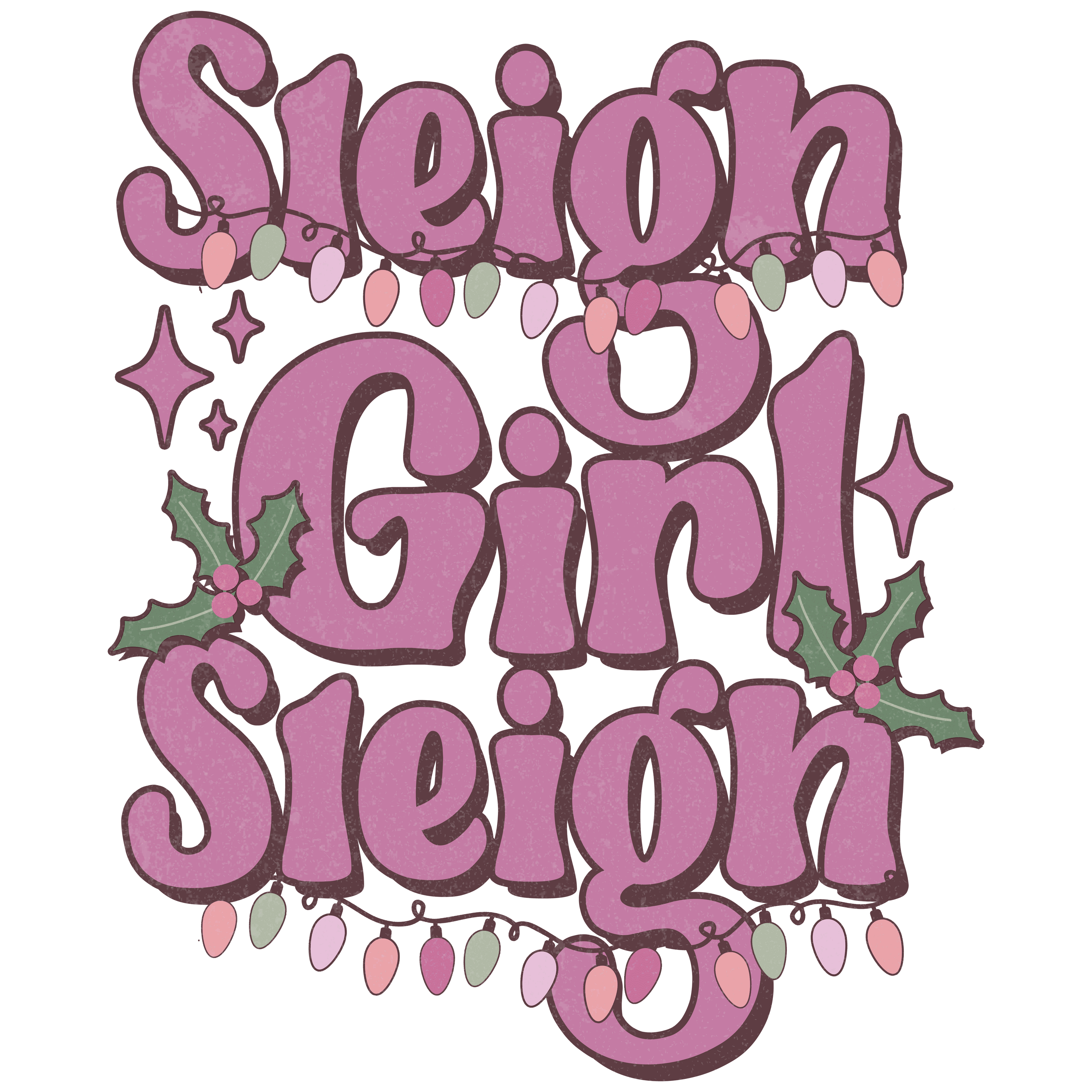 Pink Christmas Dtf Transfer.