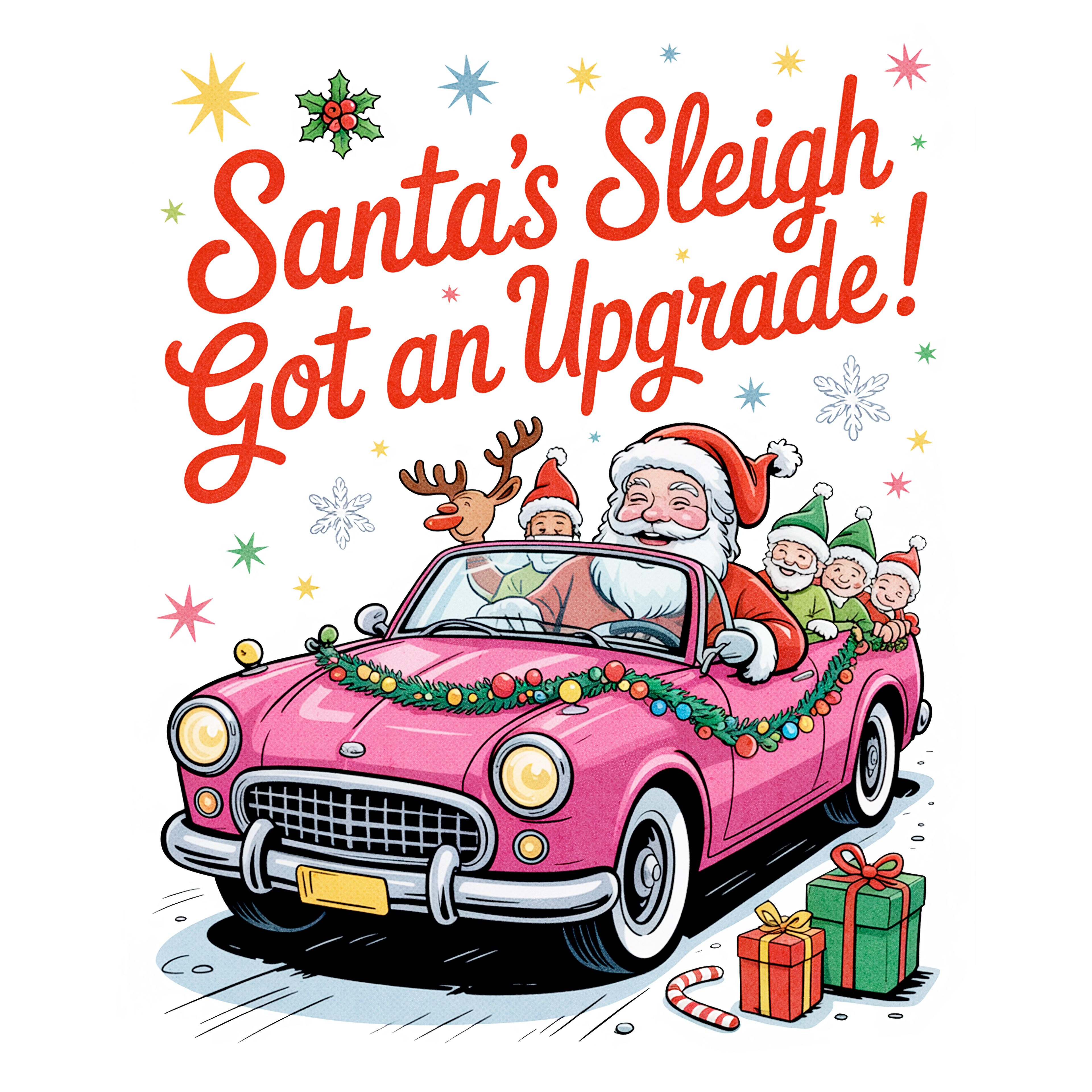 Pink Christmas Dtf Transfer.